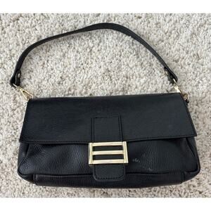 Divina Firenze Black Italian Leather Shoulder Bag Purse